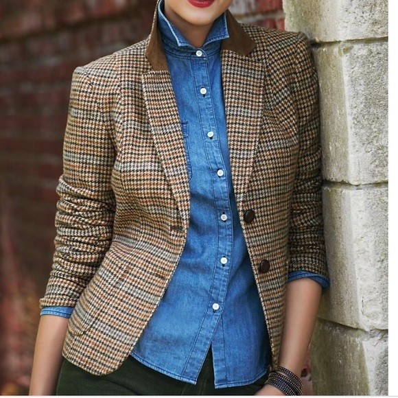 Talbots Houndstooth Riding Plaid Blazer 